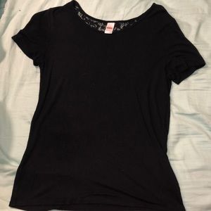 Black tee with lace detail on back